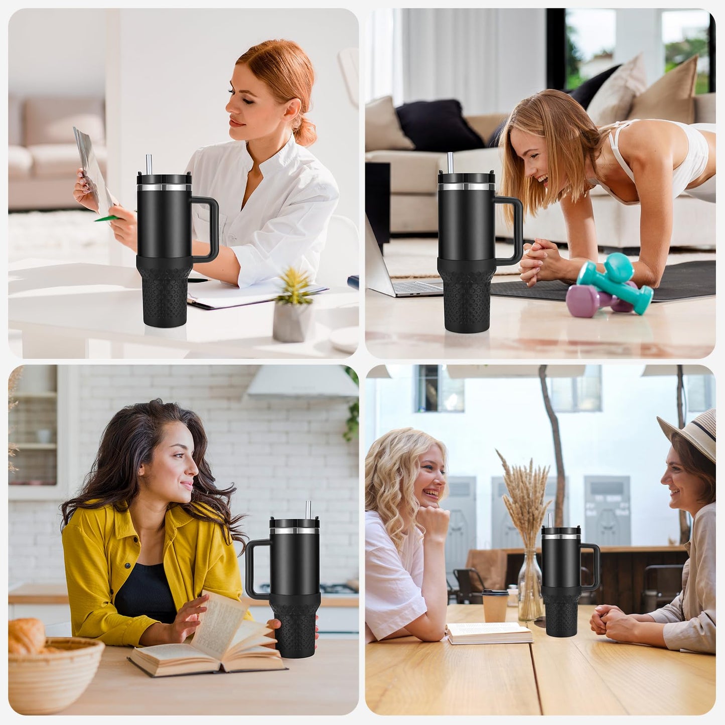 GardTok Silicone Boot Cover for Stanley Cup Accessories,Silicone Water Bottle Sleeve for Stanley Quencher H2.0 and Quencher Adventure Tumbler 40 oz Cup (40oz, Black)