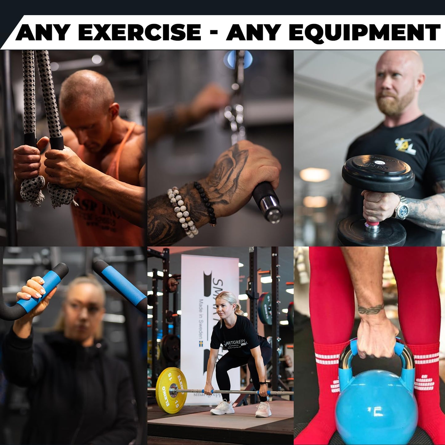 Smartgrepp Weight Lifting Grips, Non slip Dumbbell/Barbell Hand Gym Grips, Easy to Use, Washable Swedish Design, Alternative to Weightlifting tape, Gloves for Men&Women, Grip Power Pads, Straps, Chalk