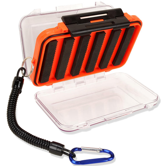 Fly Fishing Box Fly Boxes For Fly Fishing Trout Two-Sided Waterproof Lightweight Easy Grip Transparent Lid Fly Fshing Lures Box Foam Ice Jig Fly Box And Coil Springs Cord.