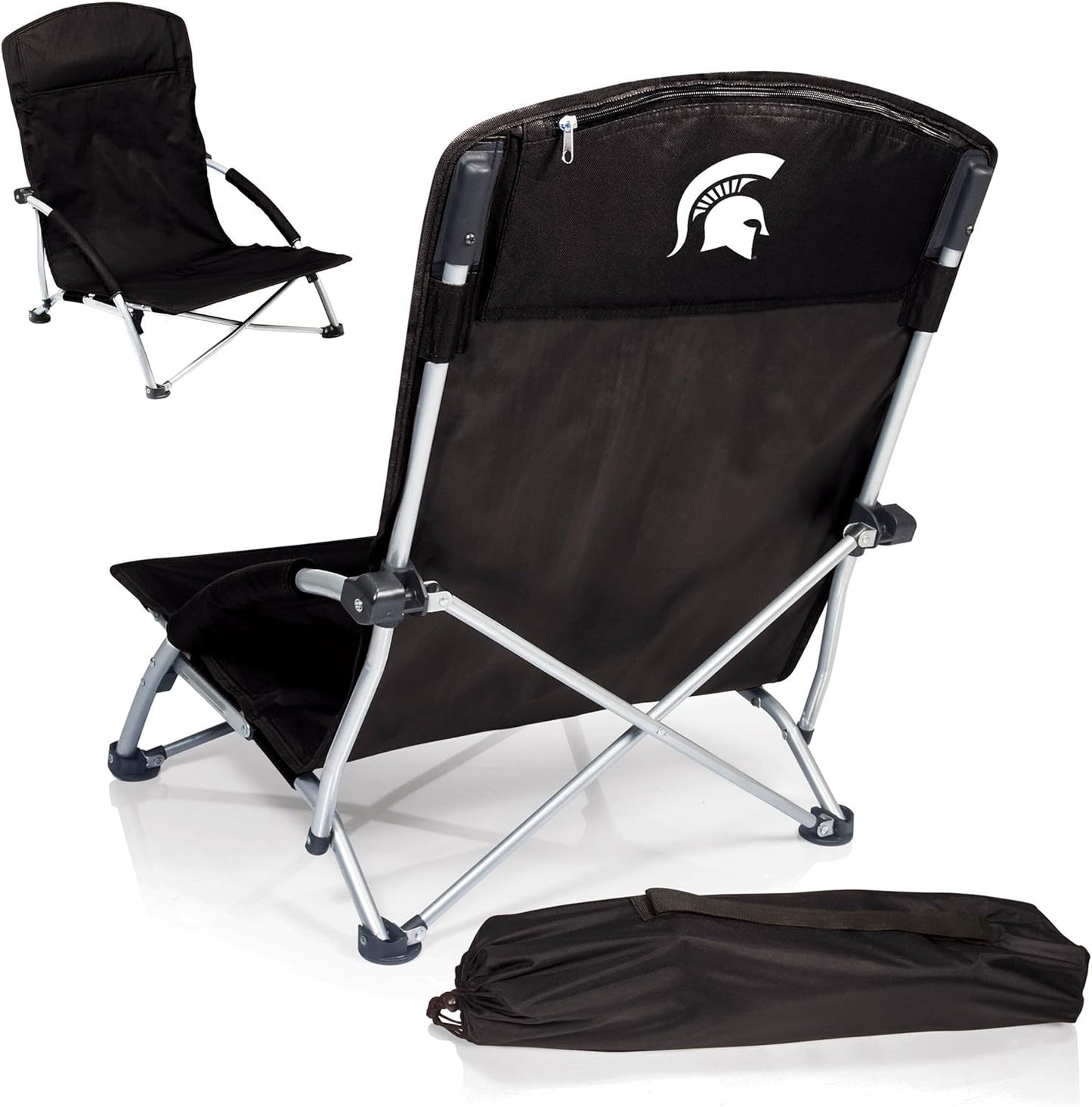 PICNIC TIME NCAA Tranquility Beach Chair with Carry Bag - Low Beach Chair for Adults - Low Lawn Chair