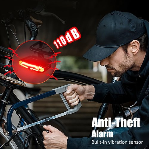 WSDCAM Smart Bike Tail Light for Cargo Rack with Turn Signals and Brake Light, Auto On/Off USB Rechargeable Wireless Remote Bike Horn Alarm Rear Bike Light Reflector Bicycle Tail Light with Rack Mount