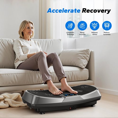 MERACH Vibration Plate Exercise Machine, 3D & 4D Vibration Plate for Lymphatic Drainage Weight Loss with 2 Tension Ropes, Whole Body Vibration Platform for Women Men, Exercise Equipment for Home