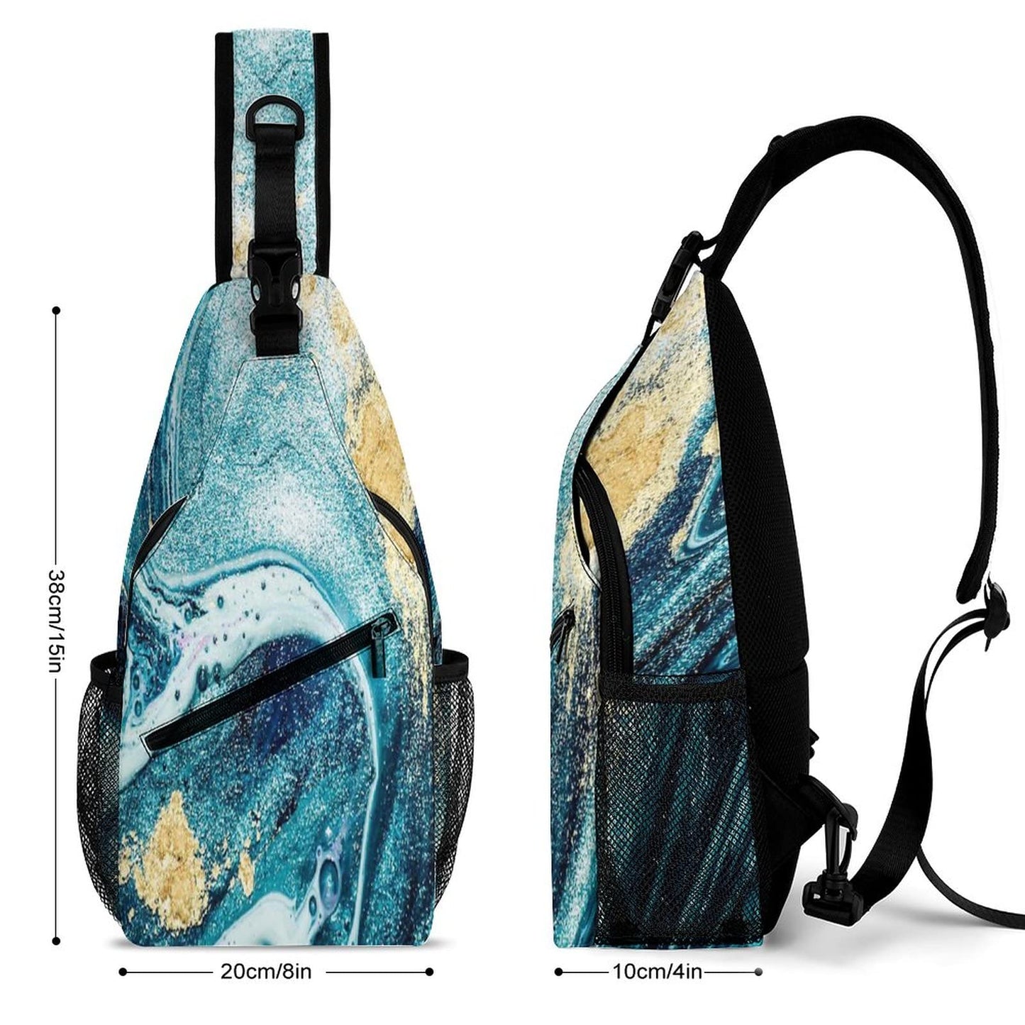 IMPCOKRU Sling Bag for Men Women Crossbody Backpack Marble,Lightweight Shoulder Backpack for Causal Sport Travel Hiking.