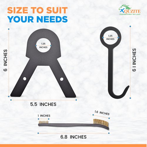XQUZITE Black Target Stand Kit - 2 Metal Leg Brackets and 4 Metal J Hooks - Complete with Gun Cleaning Brush Set