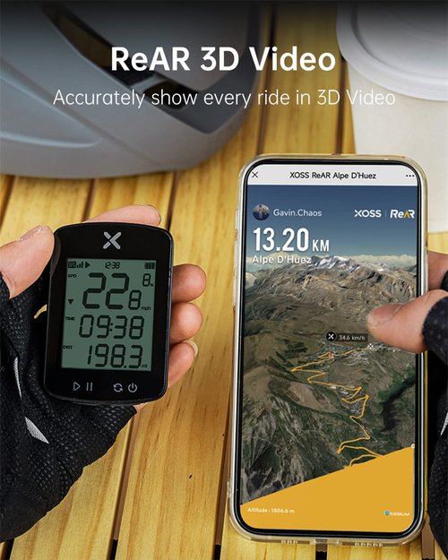 XOSS G Gen2 GPS Bike Computer Wireless, Bluetooth IPX7 Waterproof Cycling Computer, Rechargeable Bicycle Speedometer Odometer with 2.2 inch LCD Screen, 28 hrs Long Battery Life Fits All Bikes (XOSS AP