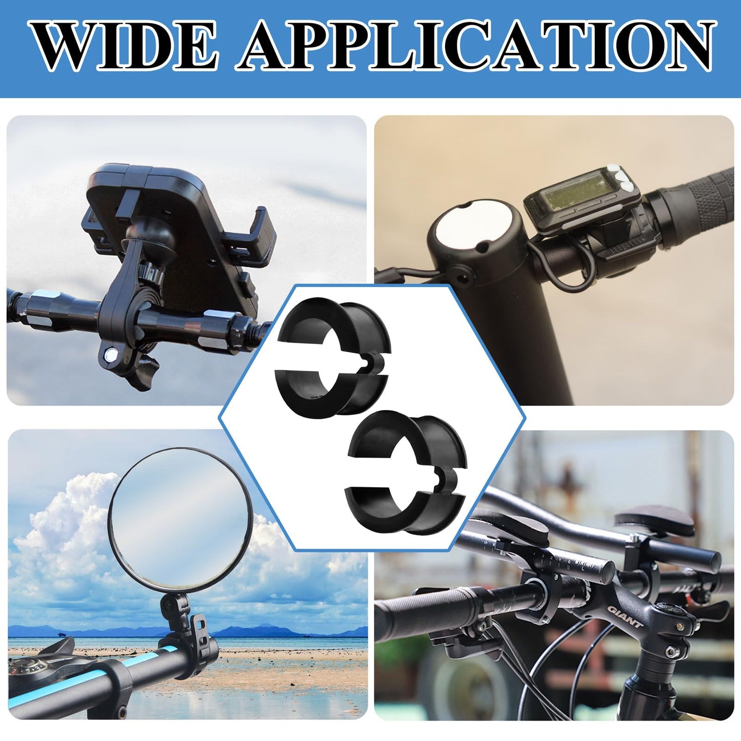 16 Pcs Bicycle Handlebar Rubber Gasket Fits 22.2/25.4 to 31.8 mm Bike Handlebar Extender Anti-Vibration Non-Slip Lightweight Durable Handlebar Stem Shim Spacer Adapters