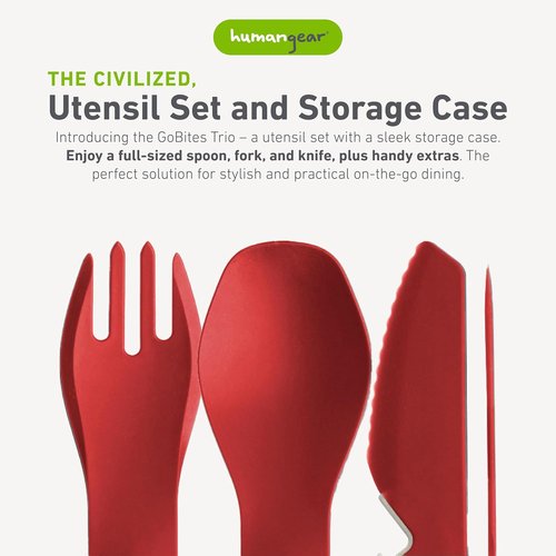 Humangear Gobites Trio Set - Red Portable Utensils for Travel & Outdoor Dining