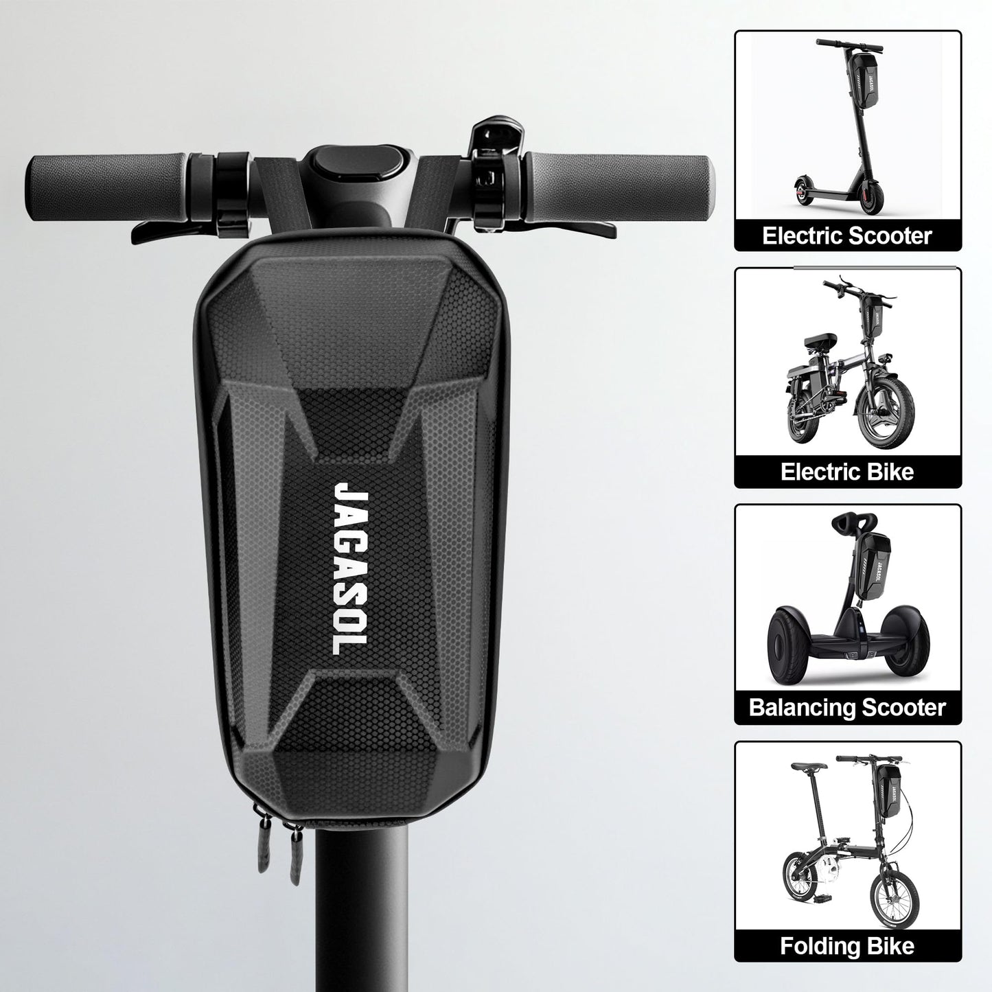 JAGASOL Electric Scooter Bag, Waterproof Scooter Storage Bag, Universal E Scooter Accessories, Scooter Handlebar Bag with Reflective Strip, Hard shell, Large Capacity, Portable