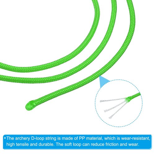 PATIKIL Archery D Loop Rope 3.3 FT, Bow D Loop String Release Material Nock Wire Nocking Loop Buckle Ring for Compound Bowstring, Bright Green