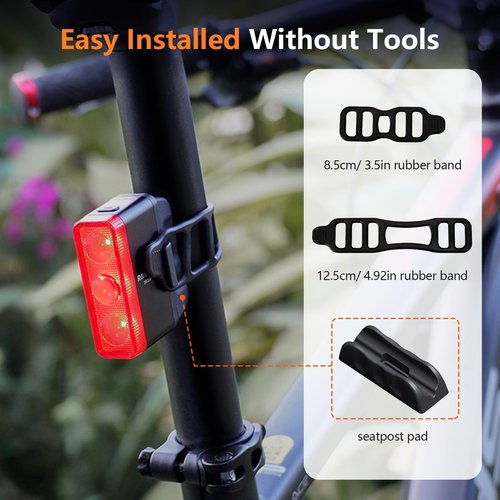 RAVEMEN TR350 Bike Tail Light, 350 Lumens Rear Bike Light with Brake Sensor Auto On Off for Night and Daytime Riding