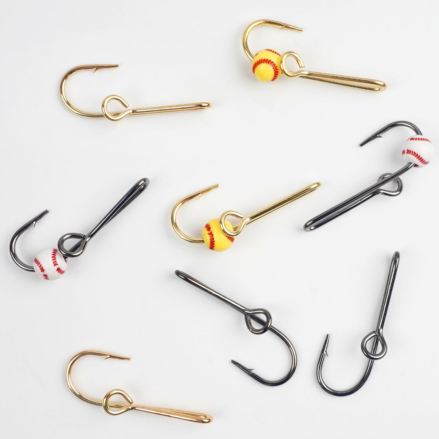 Fishing Hook Hat Pins for Hat,Fish Hook Hat Clip for Hat Tie Clasp Fashion Trend Hat Decoration Gold+Balck 10pcs