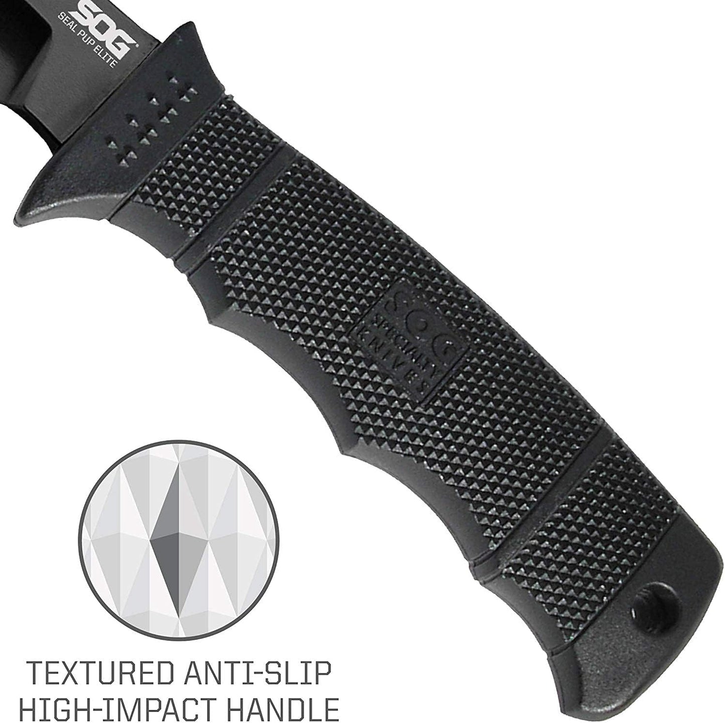 SOG Seal Pup Elite Tactical Fixed Blade- Survival and Hunting Knife with Sheath, 4.75 Inch Combat Knife Blade (E37T-K)