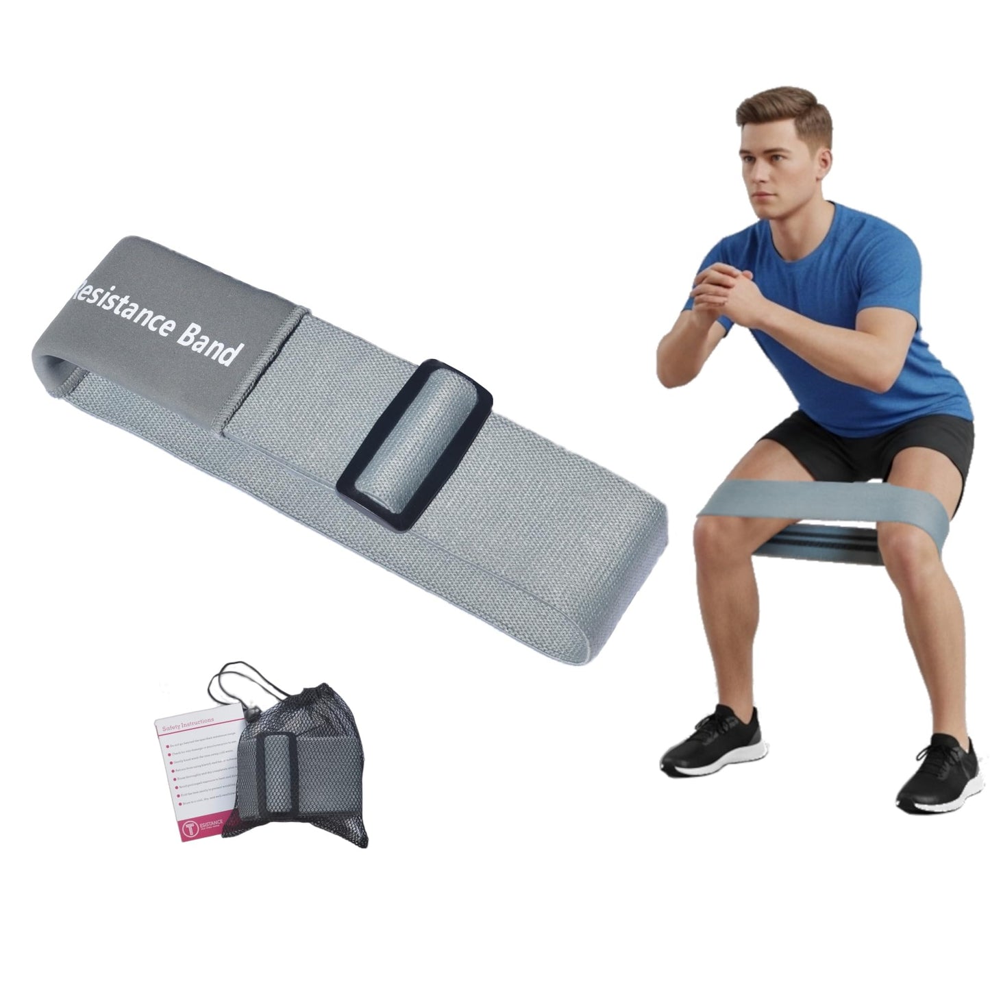 Adjustable Fabric Resistance Bands with Heavy Resistance Levels, Non-Slip Exercise Bands for Men and Women, Perfect Workout Bands for Glutes and Lower Body Training - 1 Pack