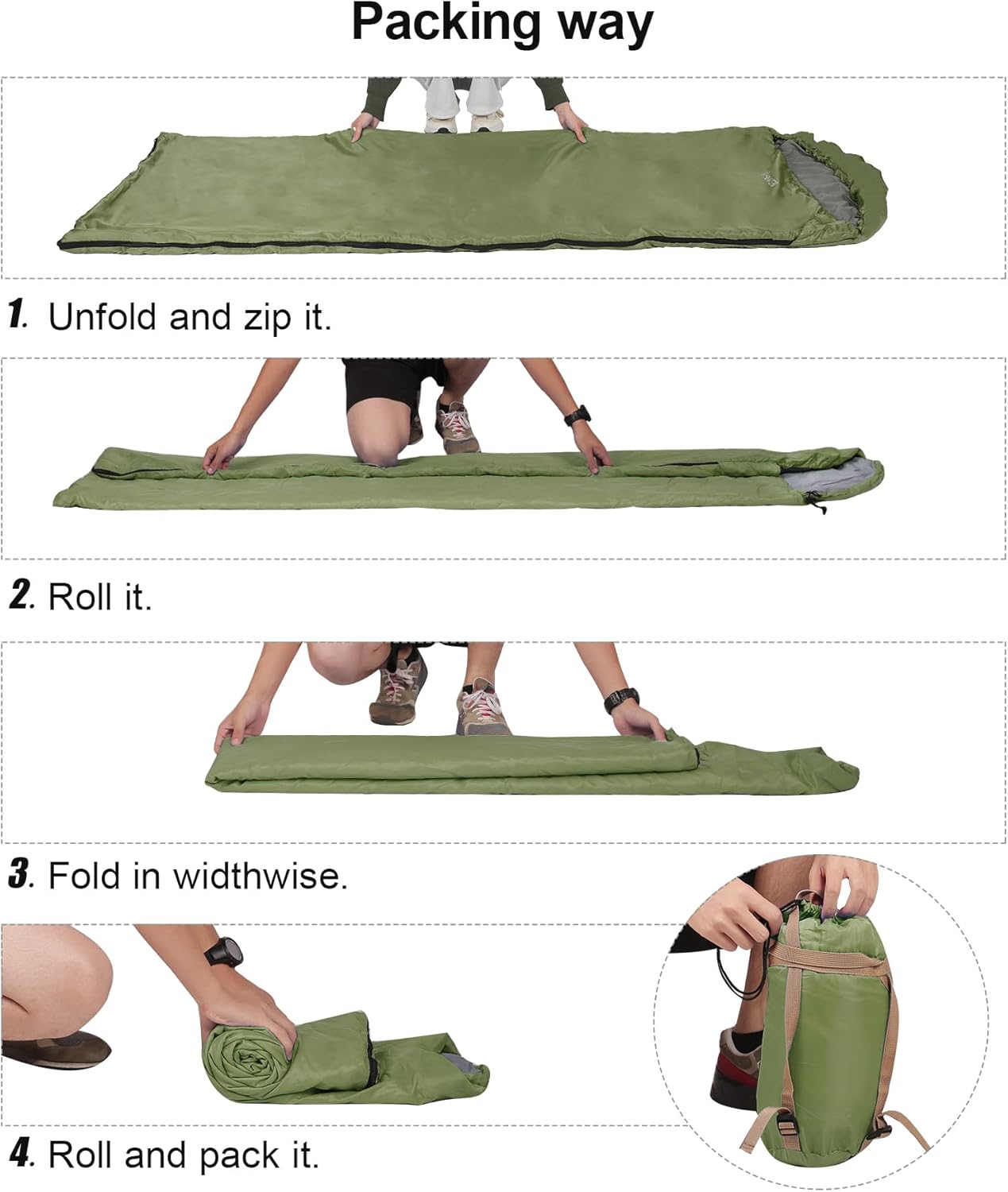 REDCAMP Ultra Lightweight Sleeping Bag for Backpacking, Hiking, Comfort for Adults Warm Weather, with Compression Sack