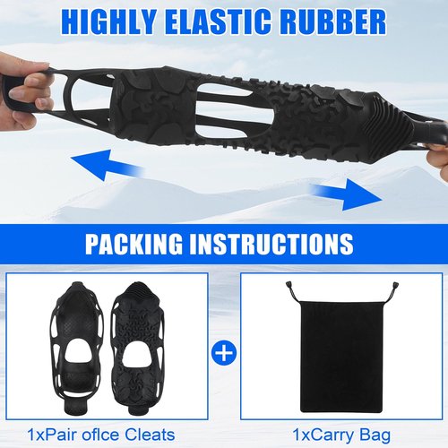 Spikeless Ice Cleats,Anti-Slip Snow Winter Traction Grips Crampoms for Slick Wet Surface Indoor Outdoor Use Ice Shoes Grippers Rubber Tread Overshoes No Strap Large/XLarge
