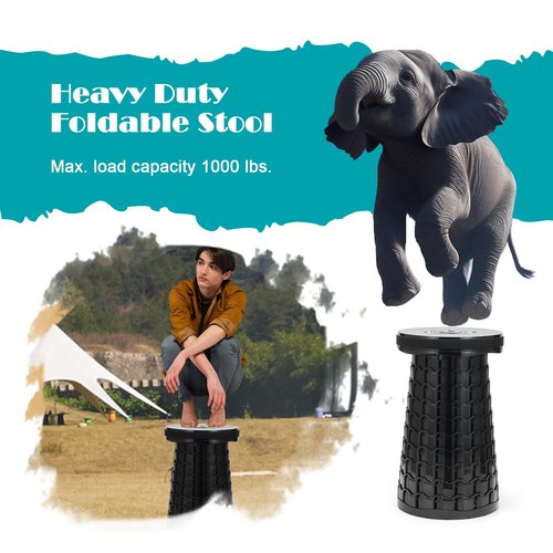 Spisces 19.7” Heavy Duty Collapsible Stool with Cushion - Portable, Foldable Camping Stool for Adults, Max Capacity 1000lbs