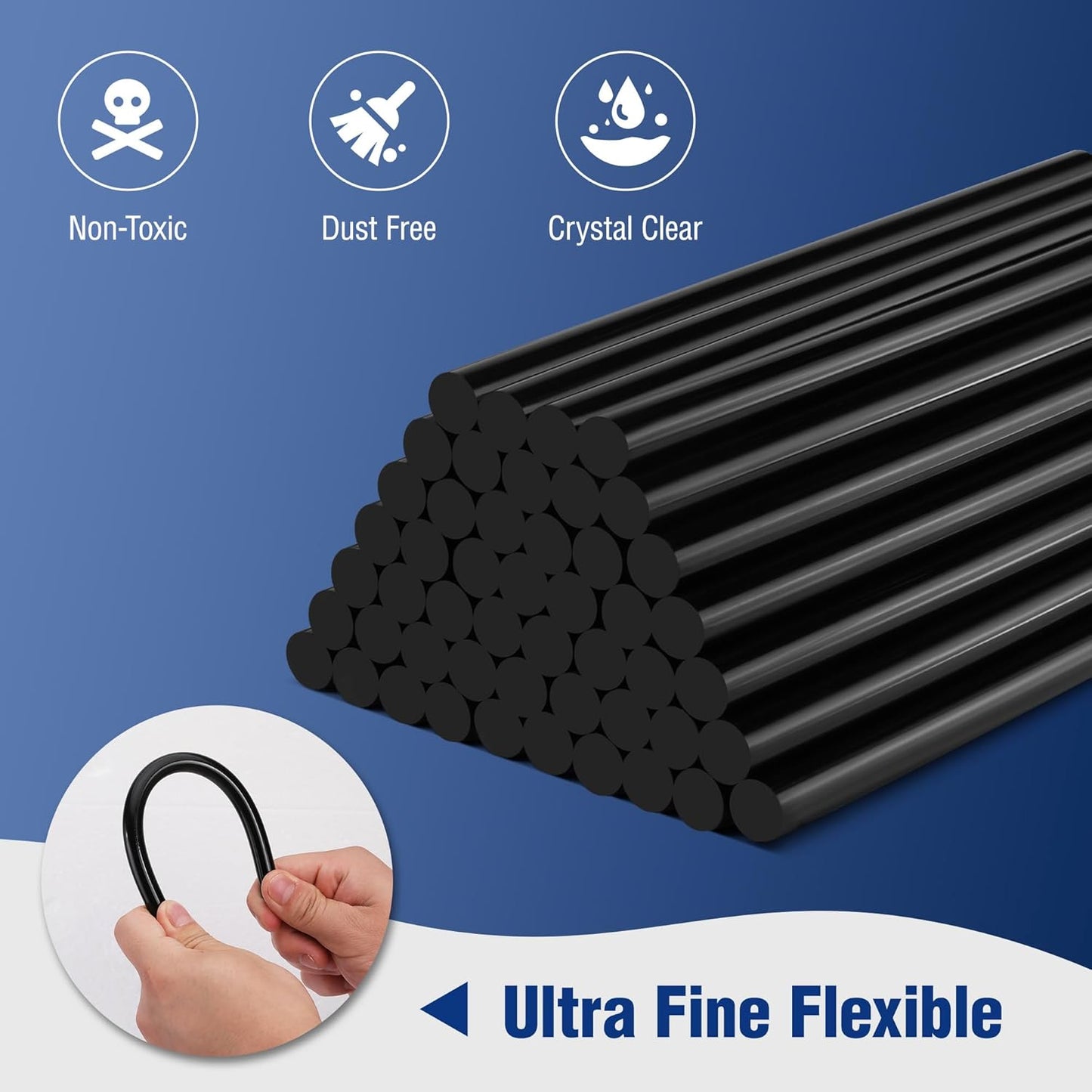 WORKPRO 100 Pack Black Hot Melt Adhesive Glue Sticks for All-Temp Glue Guns, 0.43x8 Inches, Multipurpose for DIY Craft General Repairs, Home Decorations and Gluing Projects