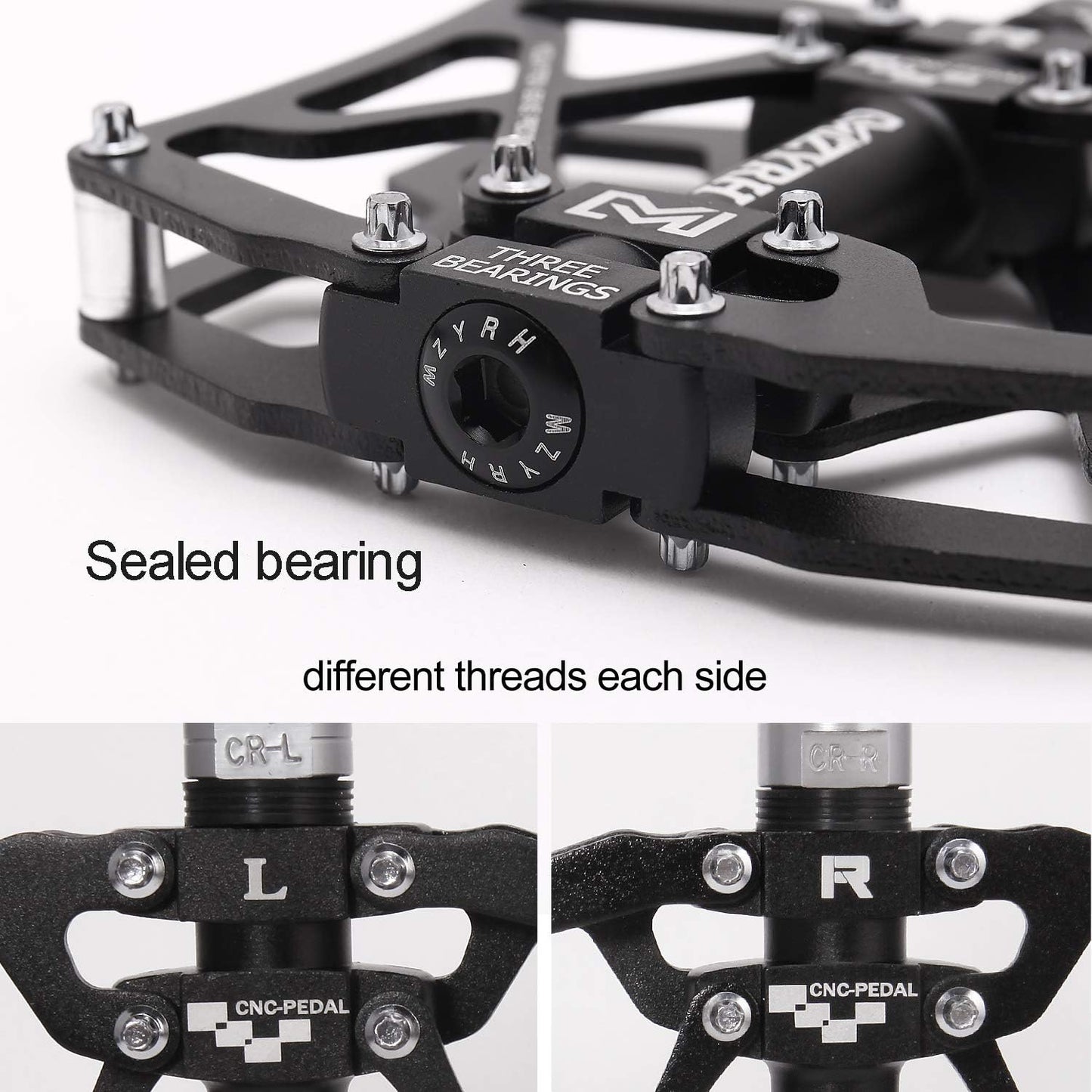 Mountain Bike Pedals, Ultra Strong Colorful CNC Machined 9/16" Cycling Sealed 3 Bearing Pedals