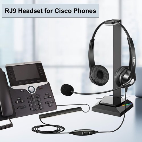 Callez Phone Headset for Cisco with Noise Cancelling Mic & Mute Switch, Dual RJ9 Corded Telephone Headsets Compatible with Cisco IP Phones 6941 6851 6945 7821 7841 7861 7942 7945 7962 7965 8811 8861