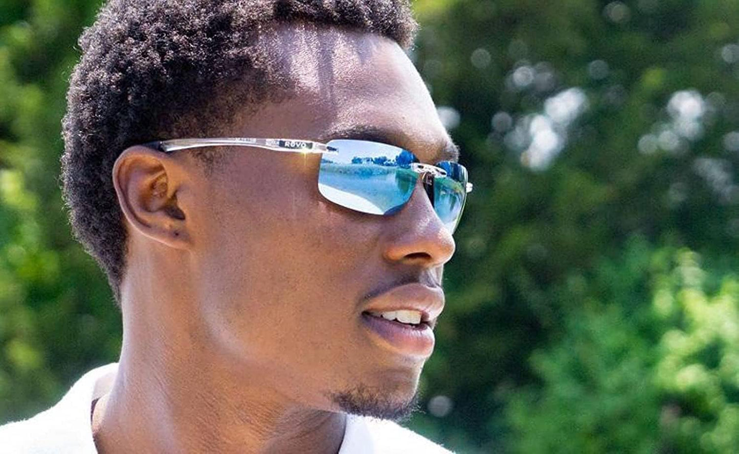 Polarized Rimless Rectangular Revo Descend N Sunglasses - Stylish UV Protection