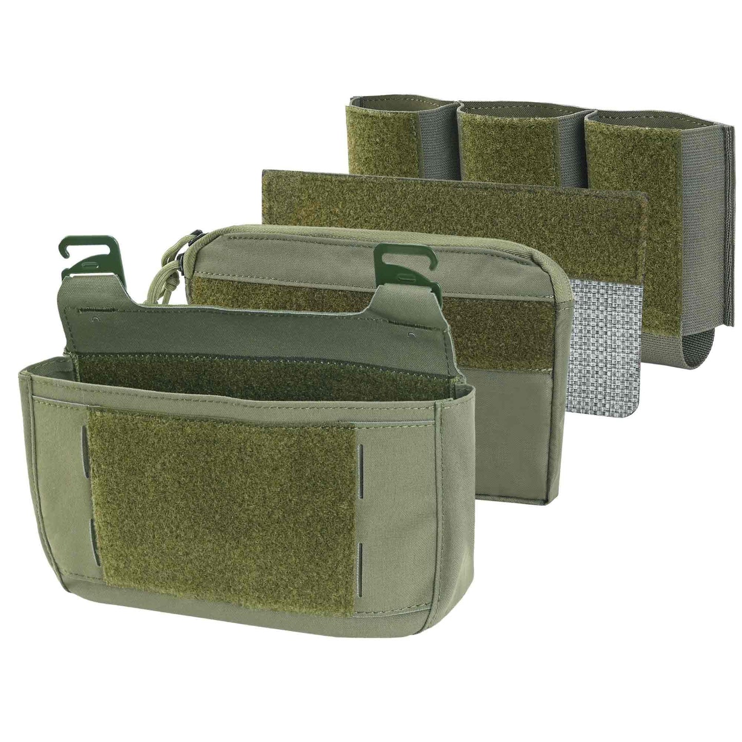 4-in-1 Front Flap Pouch G Hook,SABADO Tactical Elastic Triple Mag Pouch 5.56, Kangaroo Insert Divider Placard for Chest Rig and Vest