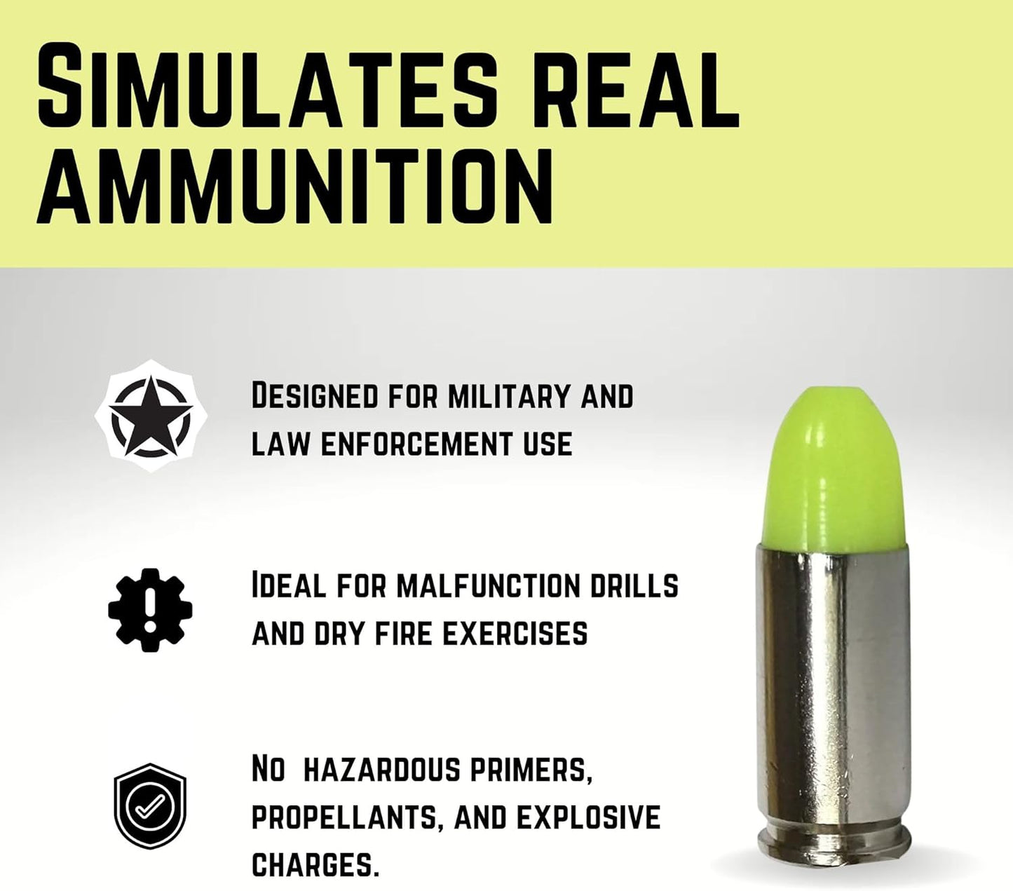 ST Action Pro 9mm Snap Caps – Yellow Safety Trainer Dummy Rounds, Reusable Dry Fire Training Ammunition (20-Pack) for Gun Owners