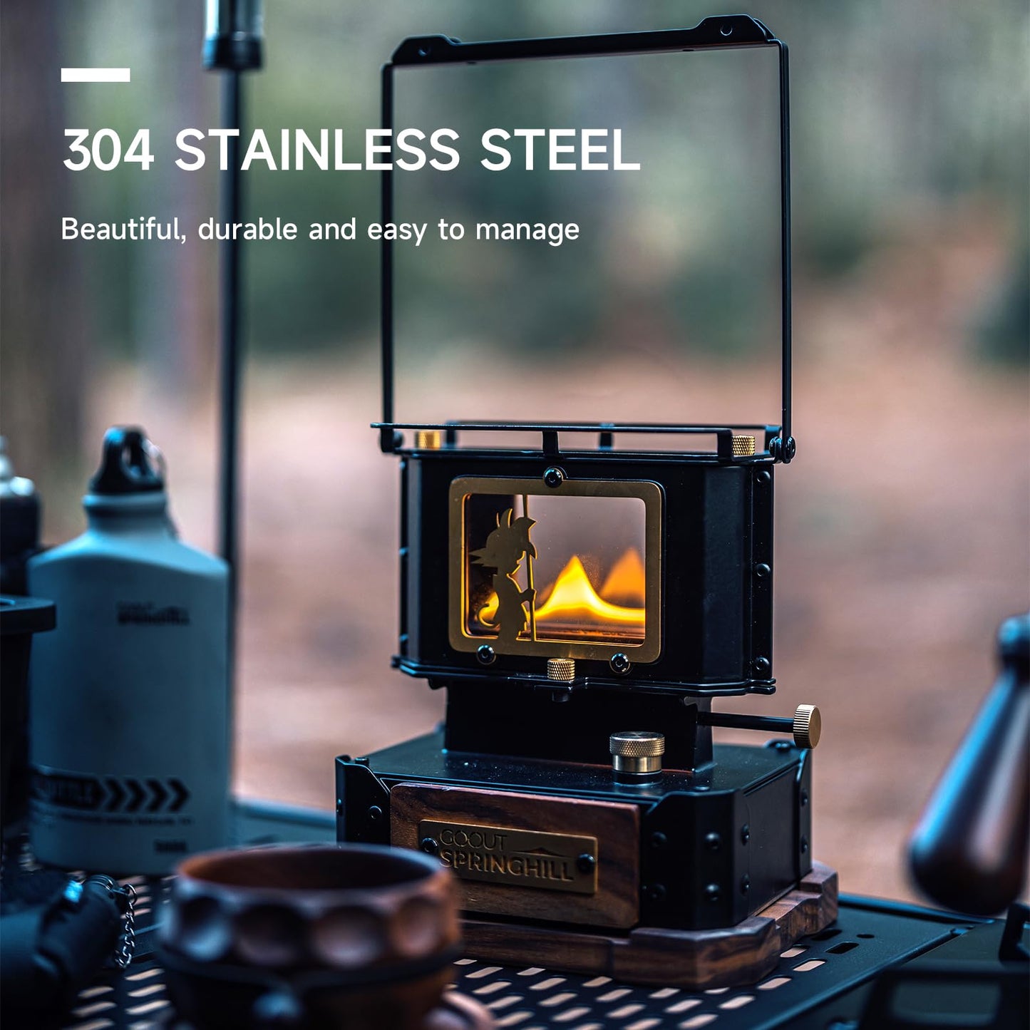 GOOUT SPRINGHILL Camping Oil Lantern Emergency Oil Lamp with Handle for Outdoor Lighting Warming Portable Stove for Cooking Black