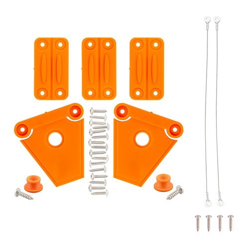 NeverBreak Parts - Large Igloo Cooler Repair Kit and Lid Strap Combo Kit Includes Three Orange Hinges, Two Orange Latches with Posts and Two Stainless Steel Lid Straps