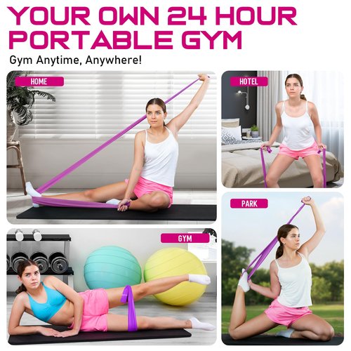 RENRANRING 150lbs Resistance Bands for Working Out, 5.9ft Exercise Bands for Physical Therapy, Stretch, Recovery, Pilates, Rehab, Strength Training and Yoga Starter Set
