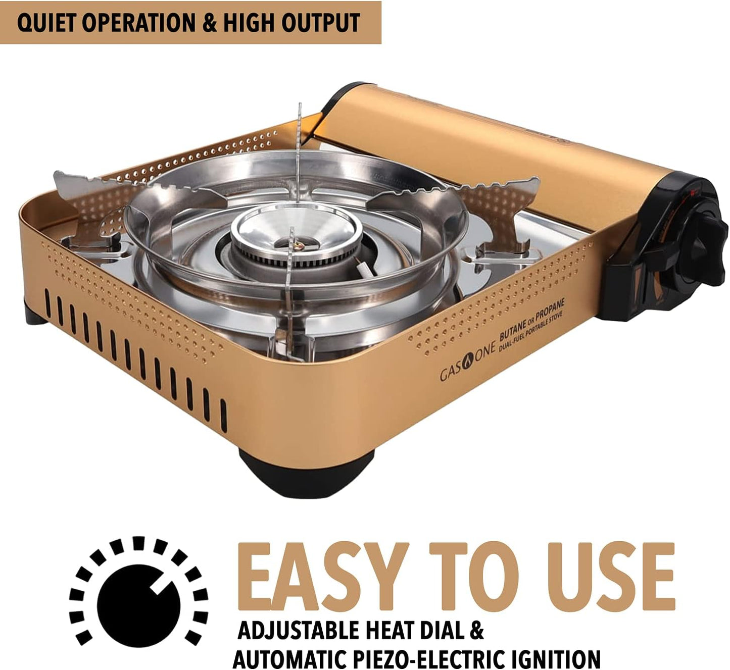 Gas ONE GS-4000P - Camp Stove - Premium Propane or Butane Stove with Convenient Carrying Case - Patented - Great for Camp Stove and Portable Butane Stove for All Cooking Application