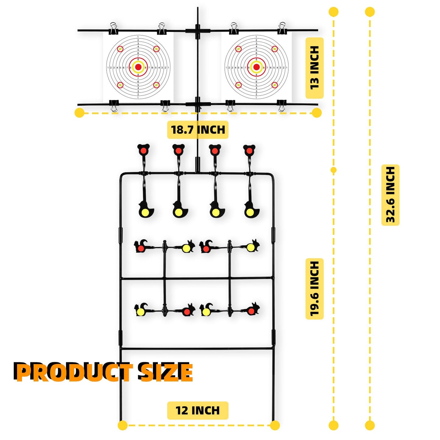 Highwild Multi-Shot Air Gun Pellet BB Gun Target 3-Section Detachable with Adjustable Paper Stand - Rated for .22/.177 Caliber