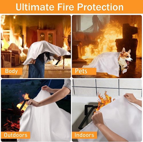 LUXJET Emergency Fire Blanket for Home Kitchen Fiberglass Suppression Fire Blanket, Fire Extinguisher for Camping, Kitchen, Boat, Car & Office, Amusement Building (1PC, 3.3ft x 3.3ft)
