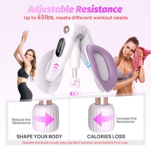 VANiGO Thigh Master Thigh Exerciser for Women, Pelvic Floor Muscle Inner Thigh Exerciser Workout Equipment, Kegel Exercise Hip Trainer, 45lb Thighmaster Home Gym for Legs Strengthen Machine