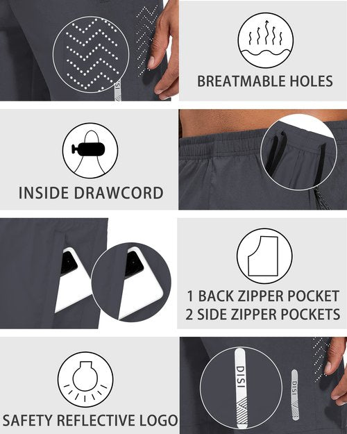 Mens Athletic Shorts 7 Inch Quick Dry Running Sports Shorts Lightweight Workout Gym Shorts Elastic Waist Shorts with Pockets Dark Grey