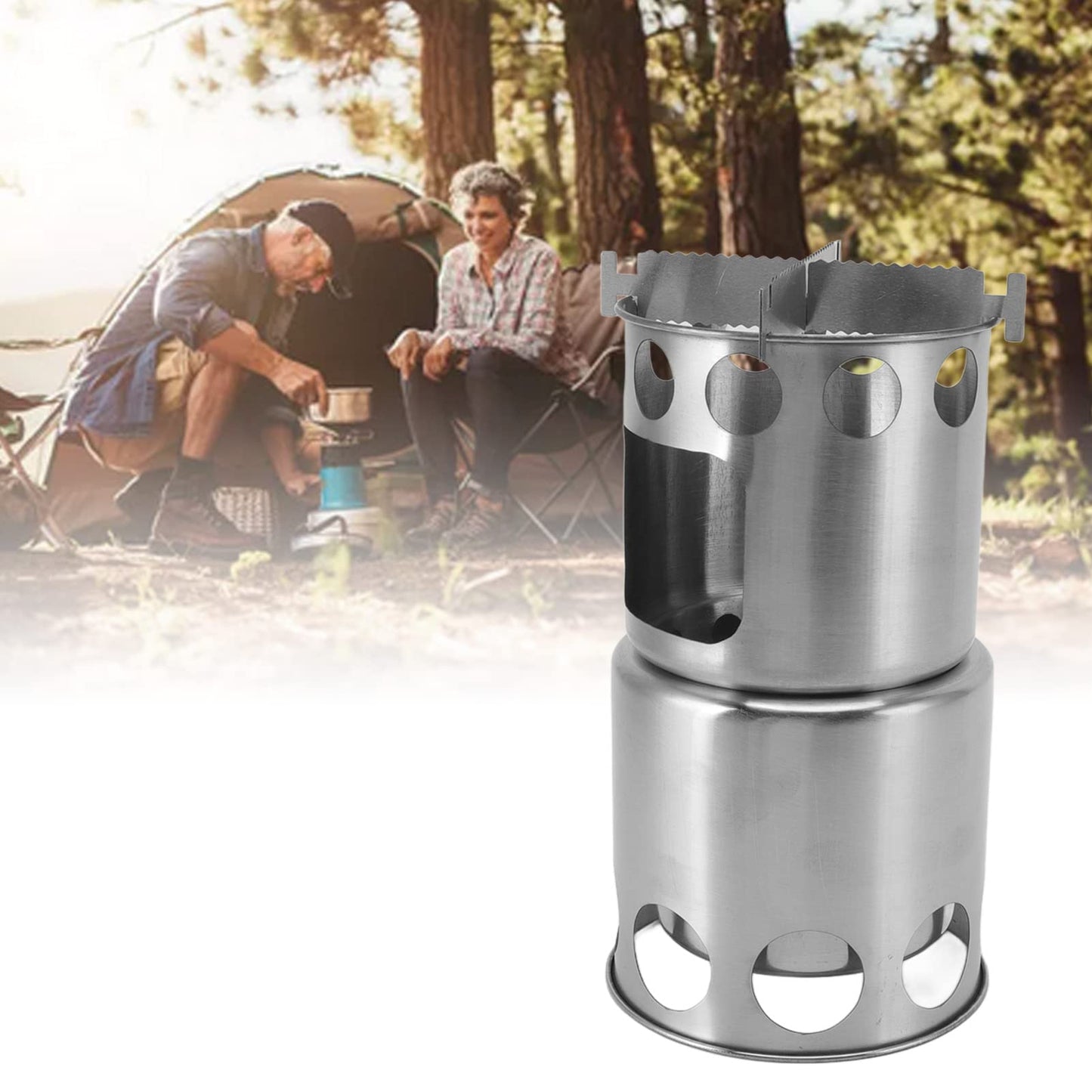 Glomora Wood Burning Camp Stove, Camp Wood Stove Portable Foldable,with Outdoor Camping Stove (5 Pieces) and Storage Bag, for Outdoor Hiking Picnic BBQ