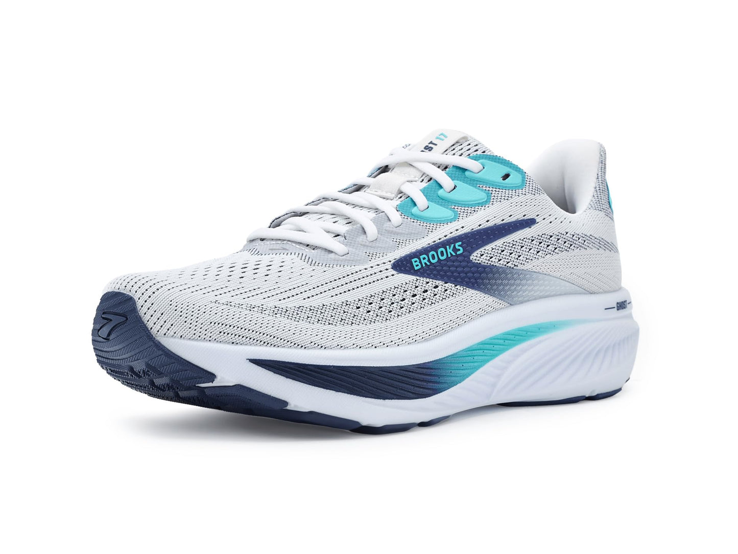 Brooks Men's Ghost 17 White/Beacon Blue/Ipanema 11.5 Medium