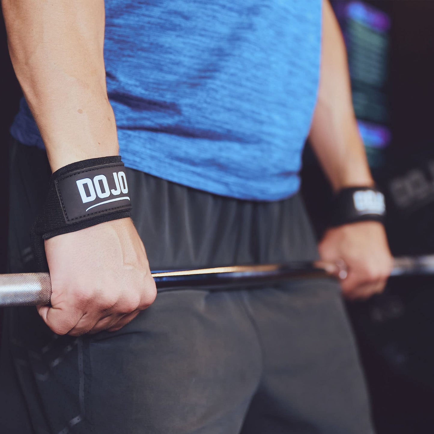Dojo Weight Lifting Straps - Cotton Neoprene Padded Cushion Wrist Wraps Support for Deadlift Cross Training Powerlifting Bodybuilding - Workout Accessories - Weightlifting Gym Gloves for Men & Women