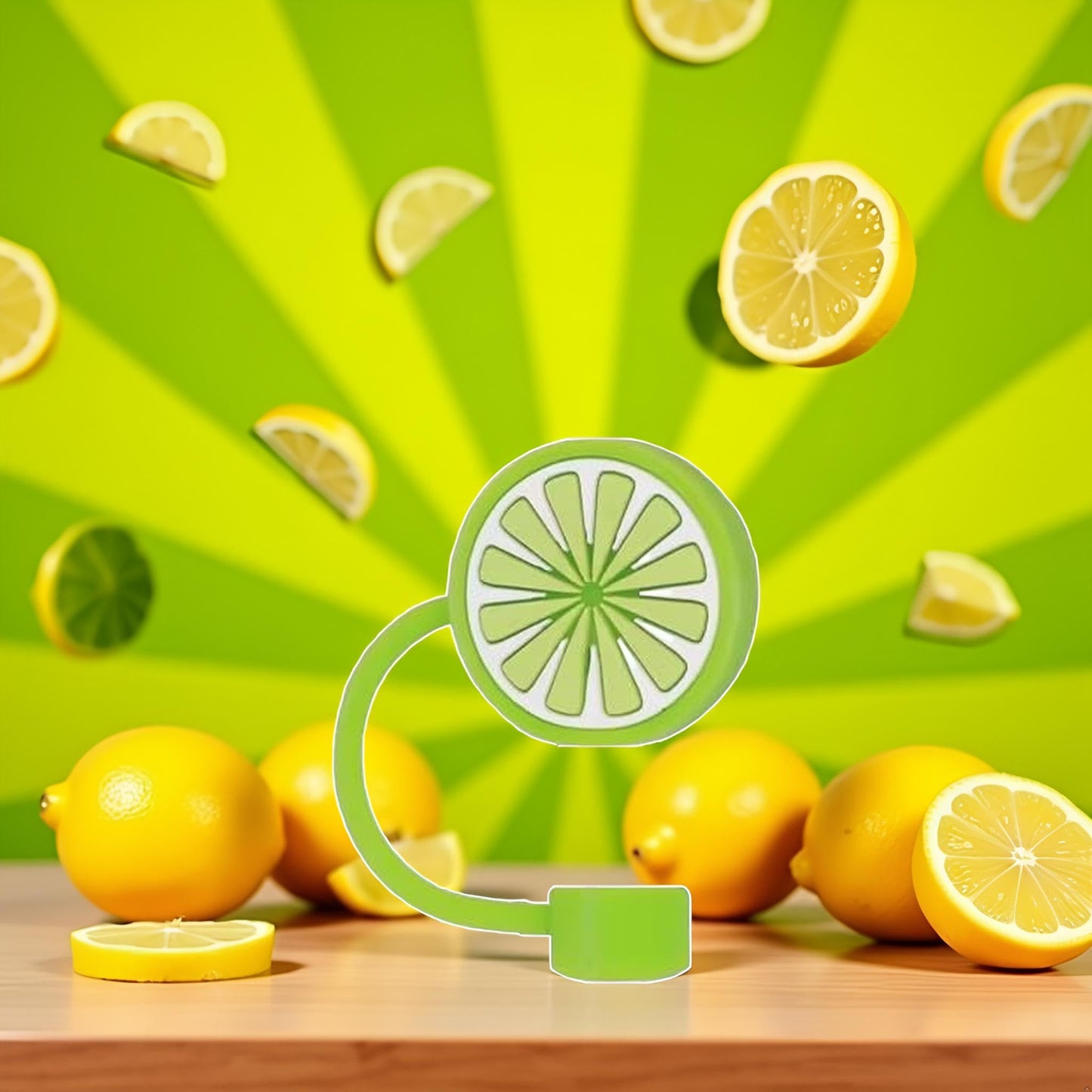 Green lemon Straw Cover for Stanley 40&30 Oz Cup, 10mm Silicone Straw Covers Cap for Stanley Cup Accessories, Cute Topper for Tumblers, Cap Stopper for Reusable Straws Tip Lids（DM567）