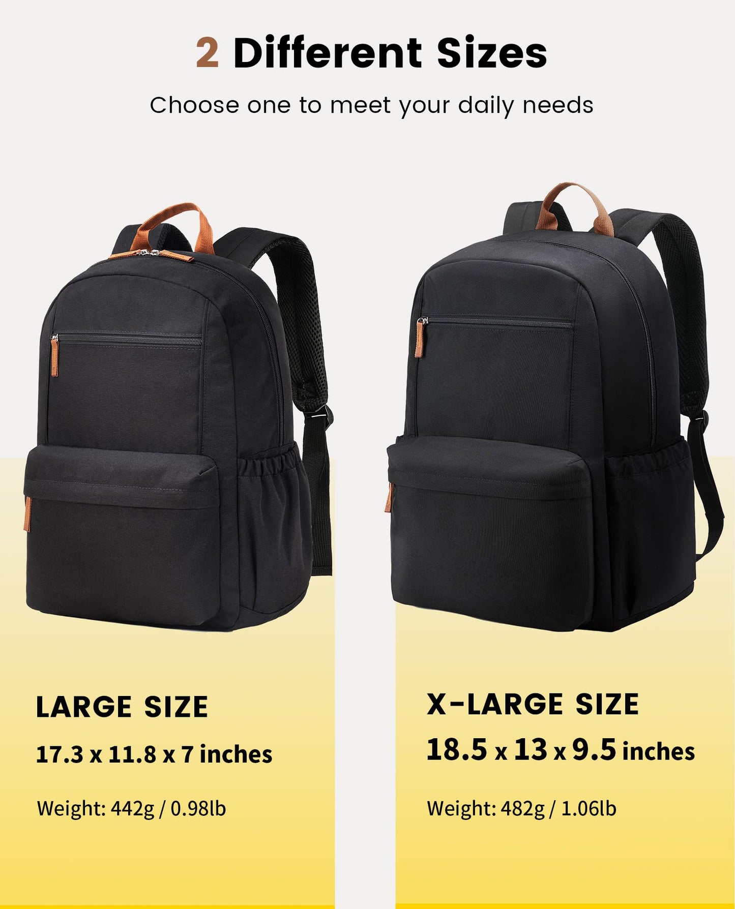 Vorspack Backpack for Men and Women - Lightweight Backpack Classical Basic Bookbag with Multi-pockets Casual Daypack for College Workplace Travel - Black