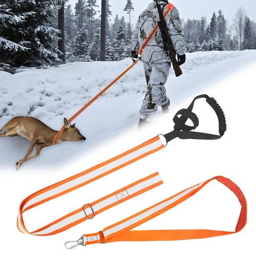 AzReference Deer Drag Rope and Harness Heavy Duty Deer Drag Strap with Handle, Orange Reflective Hunting Dragging Rope for Deer Hunters Gear Accessories