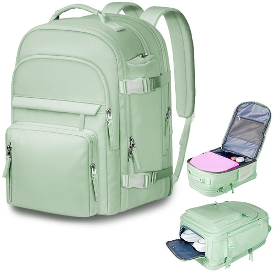 TEMASOL Carry on Backpack, Extra Large 40L Flight Approved Travel Backpack for Women Men, Water Resistant Weekender Bag Fits 17 Inch Notebook, College Business Casual Daypack with Shoe Bag,Green
