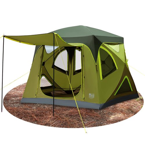 Timber Ridge 4 Person Instant Pop Up Hub Tent, Easy 60 Second Setup, Weather Resistant Camping Family Cabin Tent with Rain Fly and Carry Bag for Camping Hiking Outdoor Travel