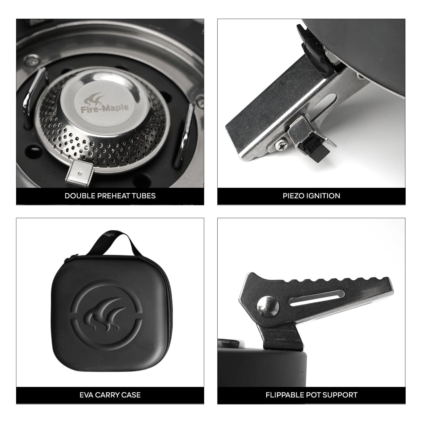 Fire-Maple Saturn X Camping Stove - High-Power Outdoor Cooking Stove with Dual Preheating Tubes, Wind-Resistant, Adjustable Height and Foldable Supports for Camping