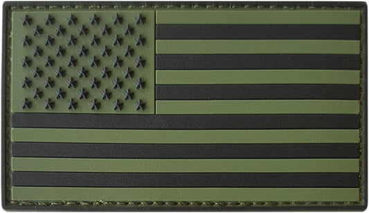 American Flag Patch PVC US Flag Patch [OD Green] Compatible with Velcro PVC Patches for Caps Tactical Patch for Airsoft Morale Patches for Hats Plate Carrier Patches for Backpacks