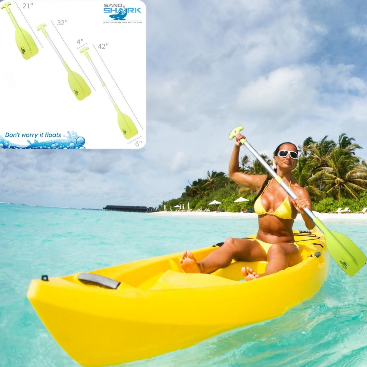 SandShark Premium Telescoping Emergency Boat Paddle-Lightweight Boat Paddles-High Impact Molded Nylon, 22''-42'', Twist Lock, Aluminum Shaft-Boat Oars for Outdoor Adventure, Kayak Ore JetSki & Boating