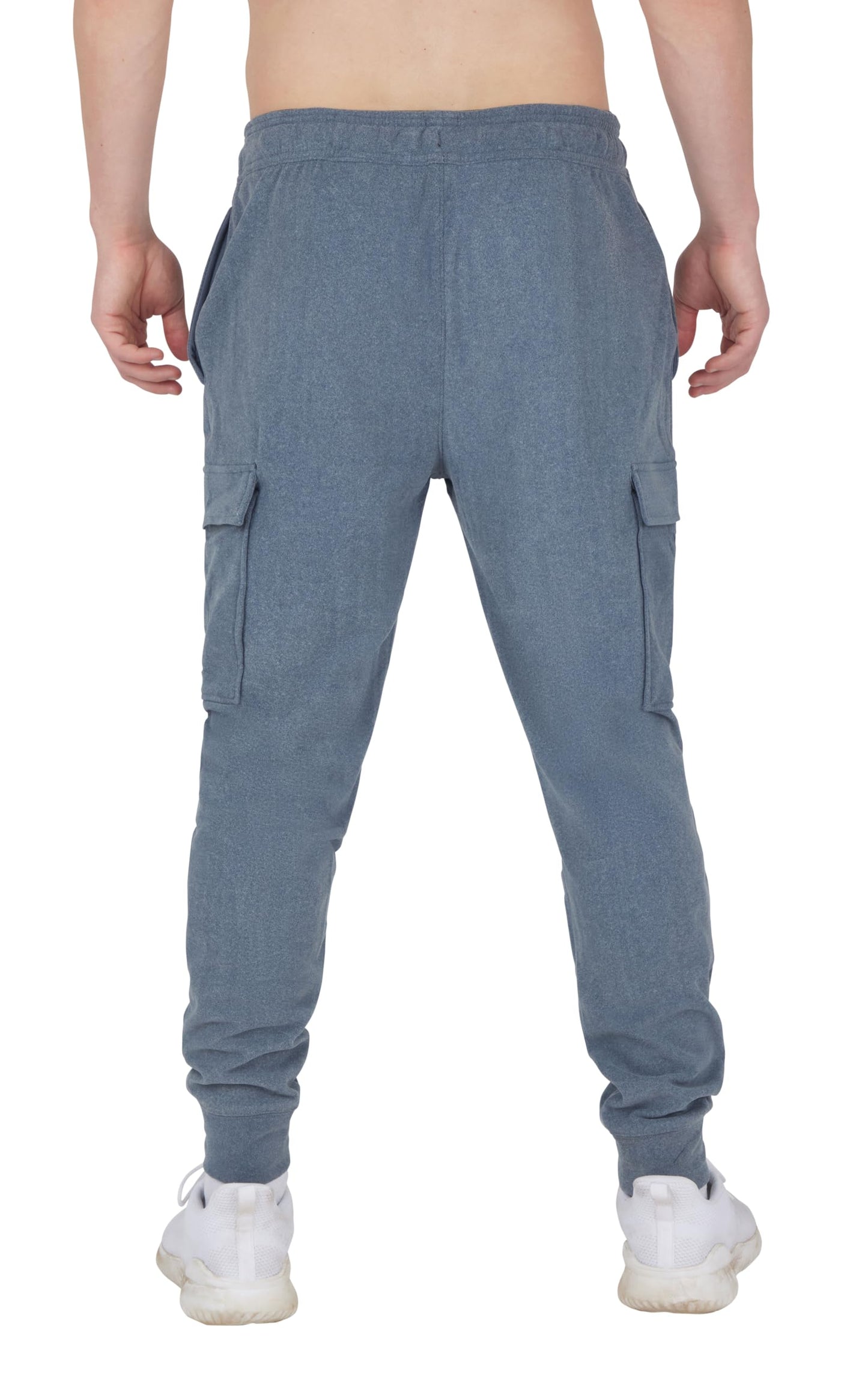 90 Degree by Reflex Mens Fleece Jogger Soft Workout Pant with Side and Cargo Pockets - Navy Blazer - Medium