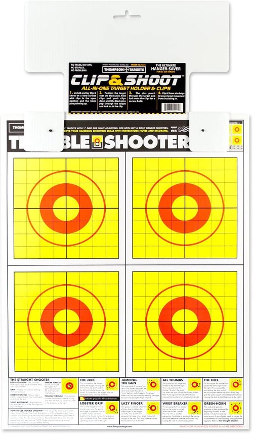 Clip & Shoot Indoor Gun Range Shooting Target Holder Hanger (3 Pack)
