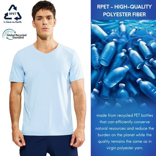 Haimont Running Shirts for Men Dry Fit Lightweight Moisture Wicking Tee Shirts UPF 50+ for Workout Athletic, Light Blue, X-Large