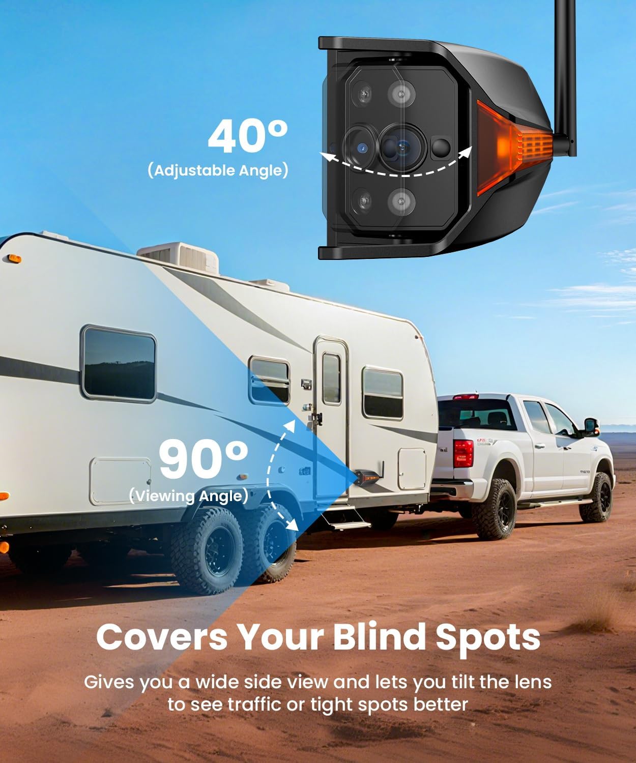 AUTO-VOX RV Backup Camera Wireless Plug and Play: Compatible with Pre-Wired RV, IR Night Vision, HD 1080P 7.2'' DVR 3-Channels, Stable Signal & Wide Angle Rear View Camera for Trailer Camper Motorhome