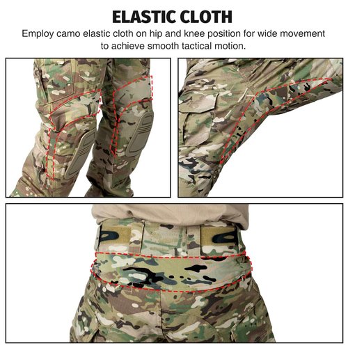 IDOGEAR OUTDOOR Men’s G3 Combat Uniform Tactical Camouflage Apparel Set For Hunting Airsoft Paintball Milsim With Knee Pads(camo camo,XX-Large)